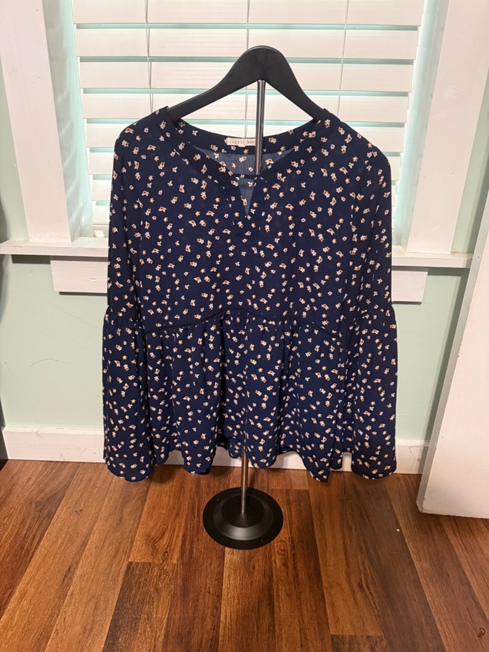Copper Key Navy Floral Peplum Tunic